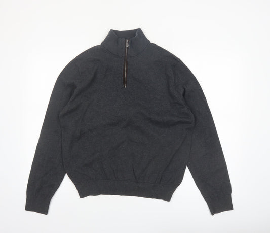 Christian Lacroix Men's Grey Cotton 1/2 Zip Jumper L