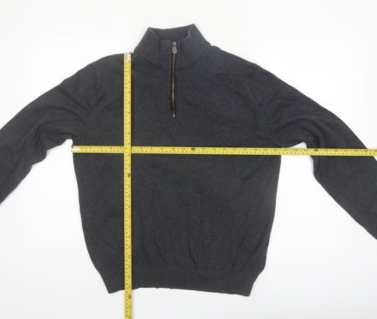 Christian Lacroix Men's Grey Cotton 1/2 Zip Jumper L