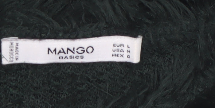 Mango Women’s Black Faux Fur Long Sleeve Pullover Jumper Size 12