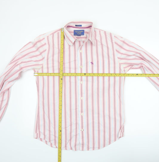 Abercrombie & Fitch Men’s Pink Striped Long Sleeve Cotton Shirt L