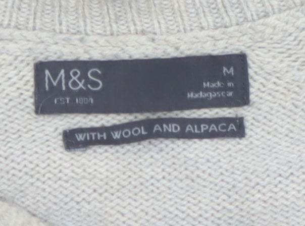 Marks and Spencer Mens Multicoloured Wool Alpaca Crew Neck Jumper Size M