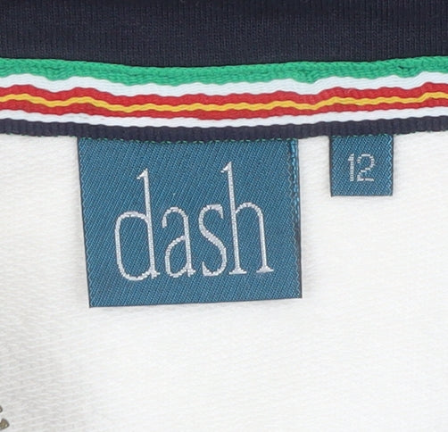 Dash Women's Navy & White Full Zip Cotton Blend Bomber Jacket Size 12