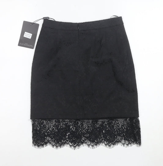 Missguided Women's Black Lace Hem Pencil Skirt Size 6
