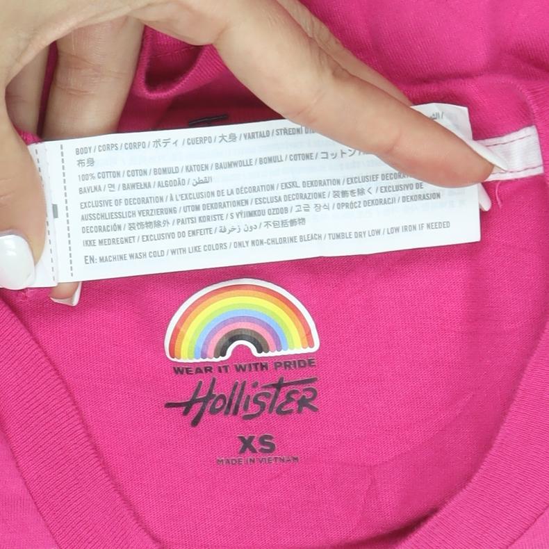 Hollister Men’s Pink Pride Rainbow Crew Neck Cotton T-Shirt XS