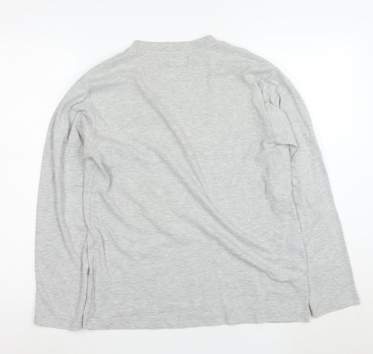 Champion Men's Grey Long Sleeve Crew Neck Cotton T-Shirt M