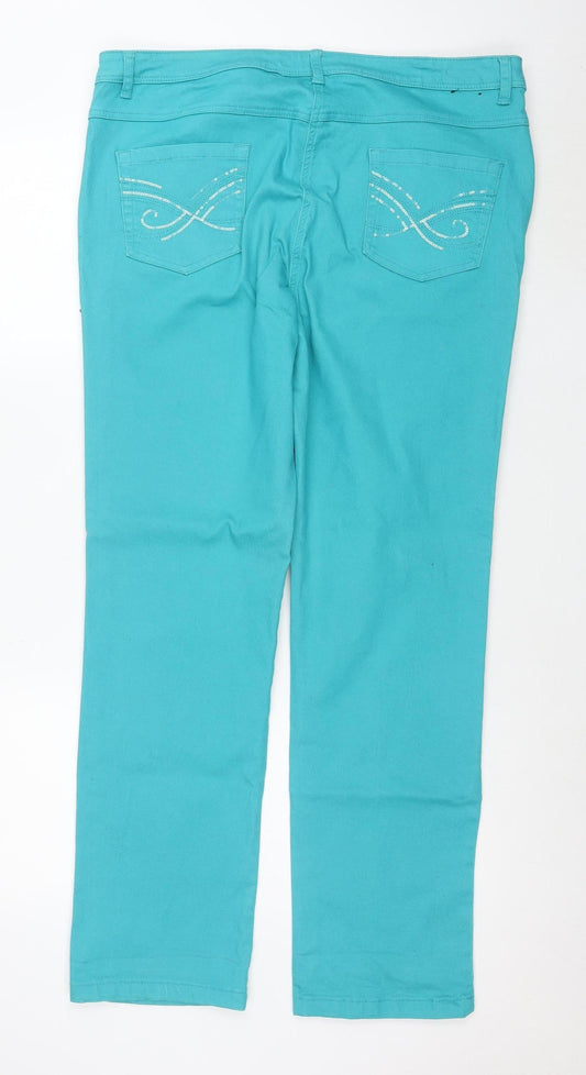 David Emanuel Women's Blue Straight Jeans Size 18 Stretch Denim