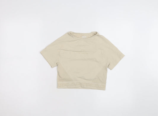 Kappa Women Beige XS Cropped Activewear Top Short Sleeve