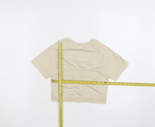 Kappa Women Beige XS Cropped Activewear Top Short Sleeve