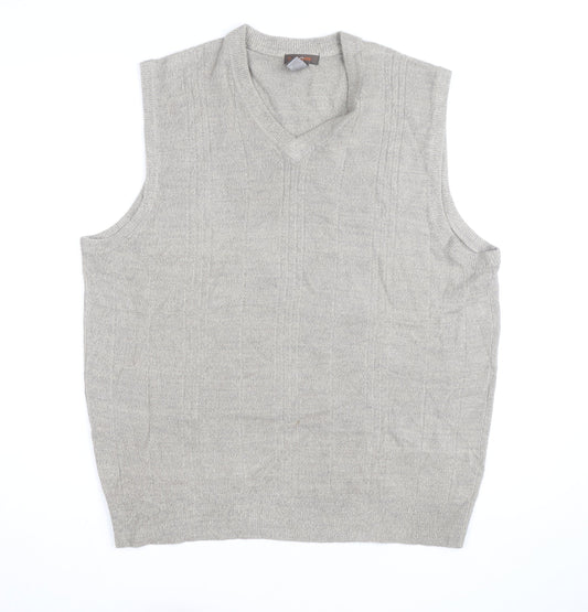 Dockers Men Grey XL V-Neck Sleeveless Knit Jumper Vest