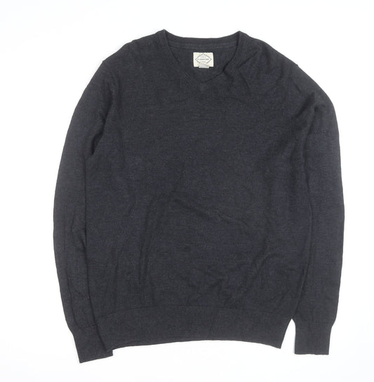 St John’s Bay Men’s Grey V-Neck Pullover Jumper Size M