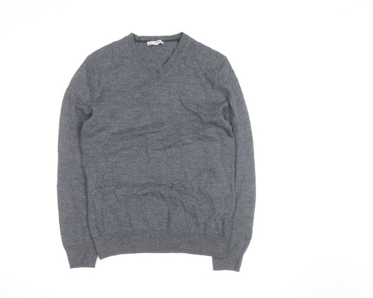 Gap Men's Grey V-Neck Merino Wool Pullover Jumper Size S