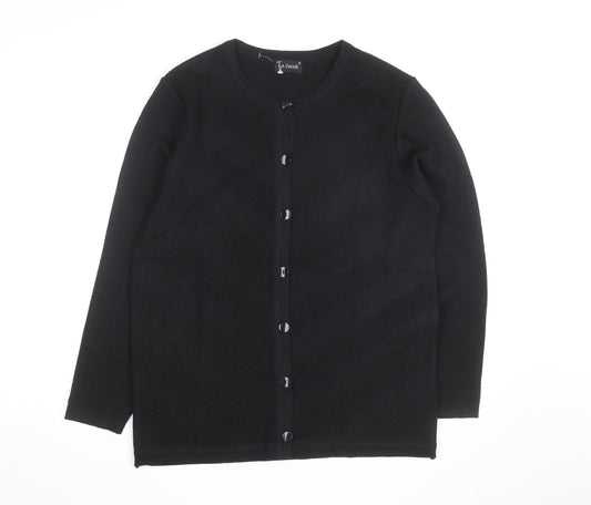 La Dame Black Knit Long Sleeve Classic Cardigan M Unisex