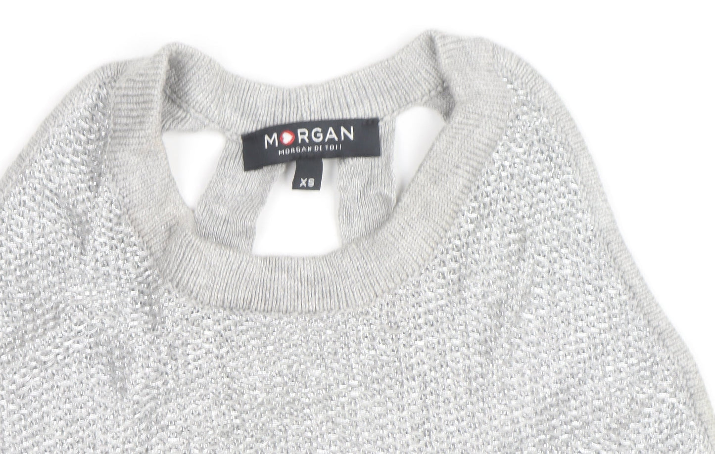 Morgan Women Grey Sleeveless Open Knit Pullover Jumper XS