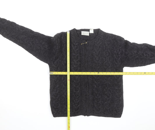 Preview International Men's Grey Wool Cable Cardigan M