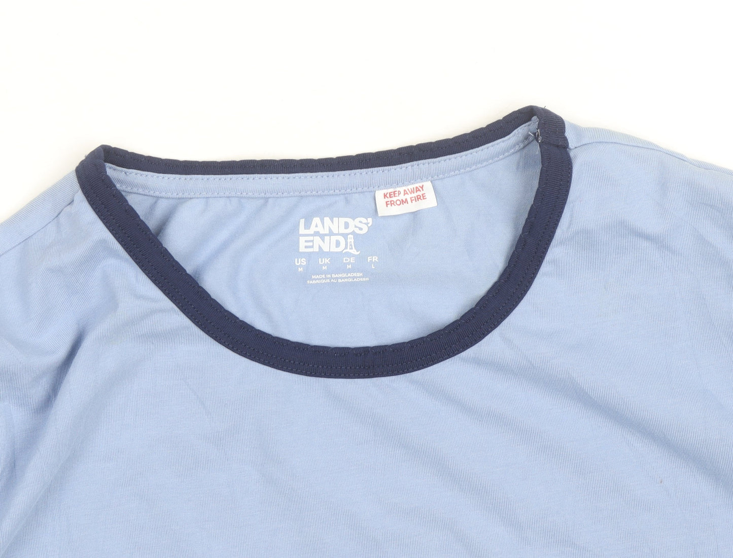 Lands' End Men's Blue Long Sleeve Cotton Crew Neck Top Size M