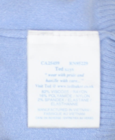 Ted Baker Women's Blue Short Sleeve Boat Neck Pullover Jumper Size 10