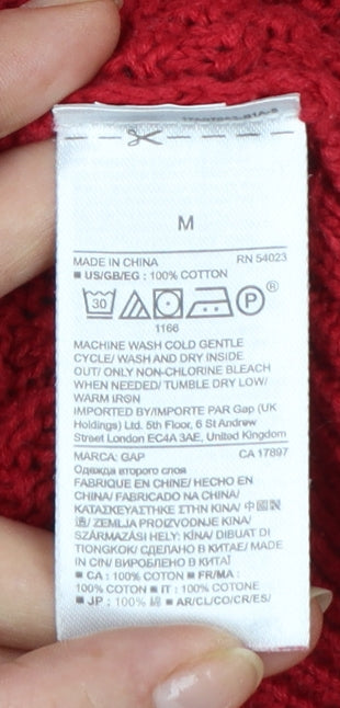 GAP Women’s Red Cable-Knit Cotton Crew Neck Jumper Size M