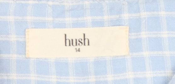 Hush Women's Blue Check Sleeveless Cotton Button-Up Shirt Size 14