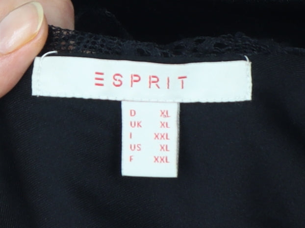Esprit Women’s Black Velvet Lace V-Neck Bodycon Dress XL