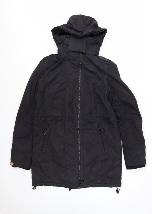 Superdry Women's Black Hooded Parka Jacket M Regular Fit
