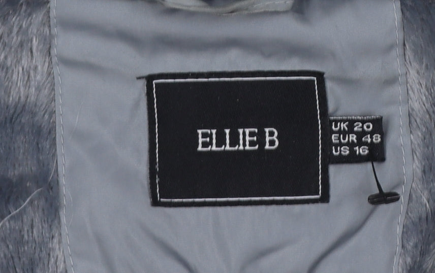 Ellie B Women’s Grey Plus Size 20 Puffer Coat with Faux Fur Hood