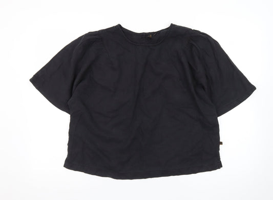 Superdry Women's Black Lyocell Short Sleeve Blouse Size 16