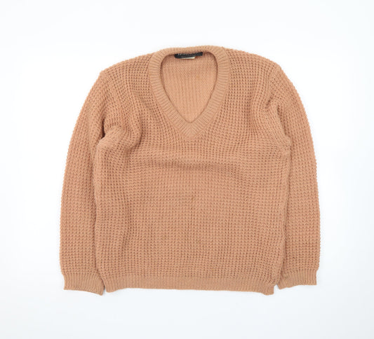 Peter Werth Men's Beige Wool Chunky V-Neck Jumper Size M