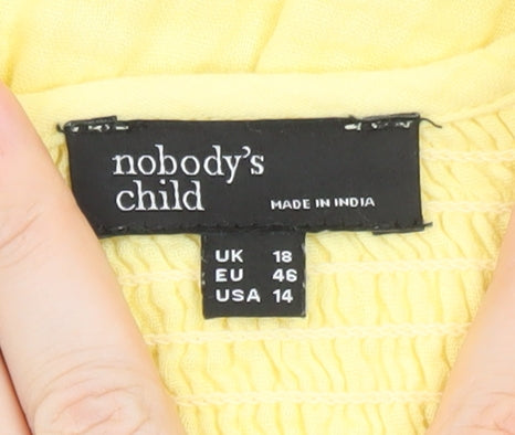 Nobody's Child Women's Yellow Cotton Sleeveless A-Line Midi Dress Size 18