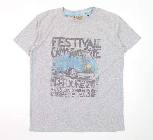 Peter Storm Men’s Grey Camper Van Festival Graphic T-Shirt L