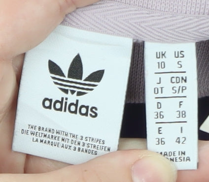 Additional view of Adidas women’s lilac sweatshirt, size UK 10, purple trefoil logo pullover