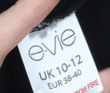 Brand and care label for Evie Women's Black Full Zip Basic Jacket, size 10, Cotton Blend