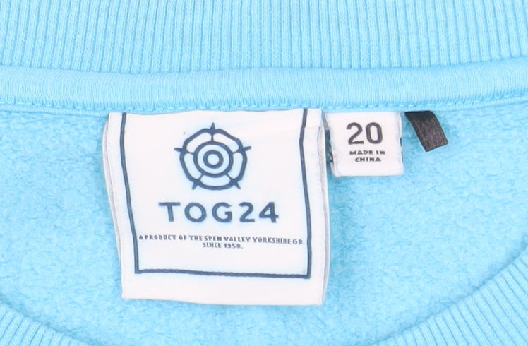 TOG24 Women Blue Striped Pullover Sweatshirt Size 20 Cotton Blend