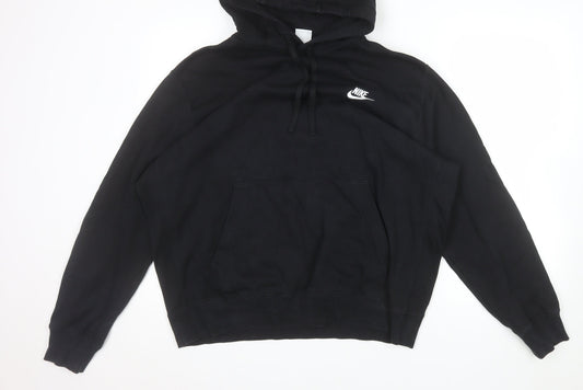 Nike Men's Black Pullover Hoodie L Fleece Logo Hooded Sweatshirt