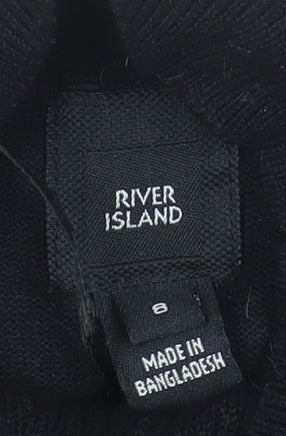 River Island Women Black Mock Neck Long Sleeve Button Jumper Size S