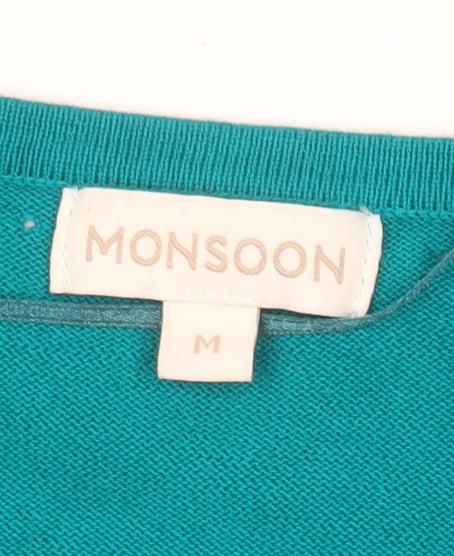 Monsoon Womens Green Cotton Shrug Cardigan M