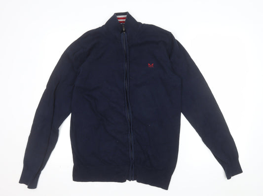 Crew Clothing Company Men's Blue Cotton Full Zip Jumper Size M