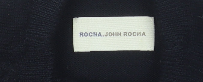 Rocha.John Rocha Women's Black Merino Wool Sleeveless Roll Neck Knit Top Size M