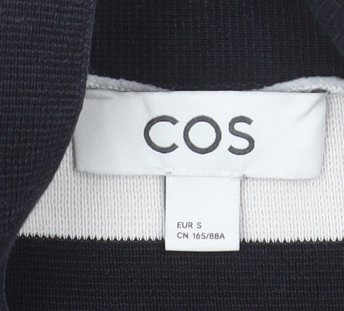 COS Womens Black Stripe Roll Neck Cotton Jumper Size S