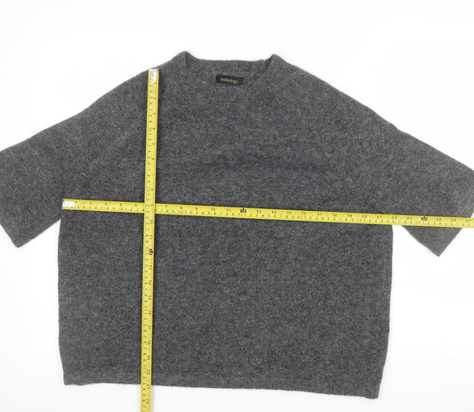 Anthology Women Grey Wool Blend Short Sleeve Pullover Jumper UK 8/10
