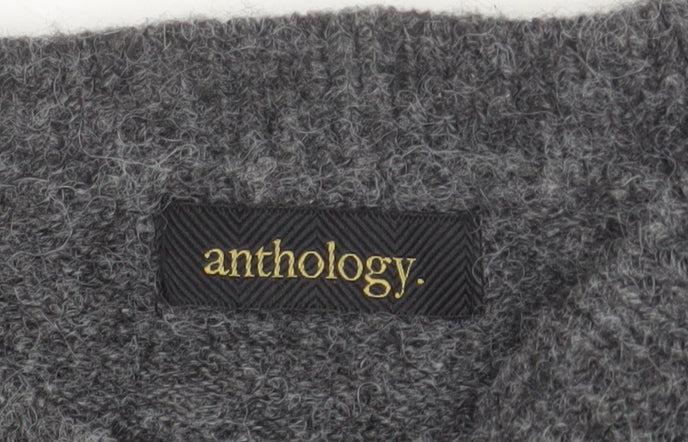 Anthology Women Grey Wool Blend Short Sleeve Pullover Jumper UK 8/10