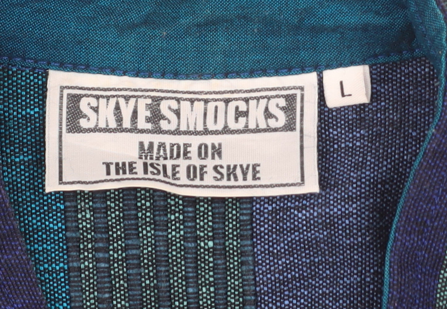 Skye Smocks Women’s Blue Striped Handmade Cotton Jacket Size L