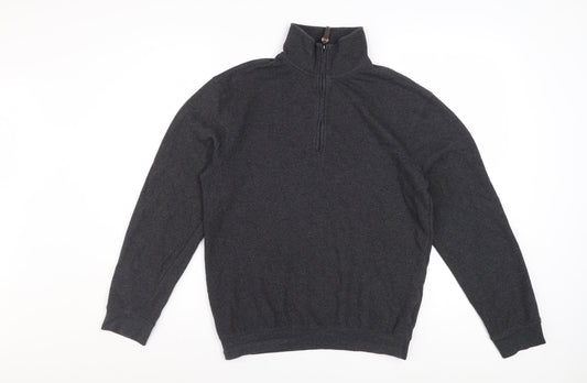 Hudson River Men's Grey 1/2 Zip Knit Jumper Size S