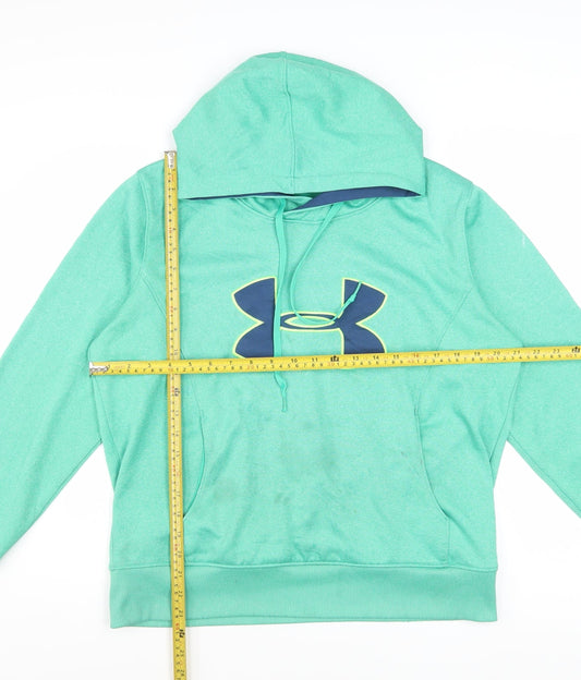 Under Armour Boys Green Pullover Hoodie Large ColdGear Logo Sweatshirt