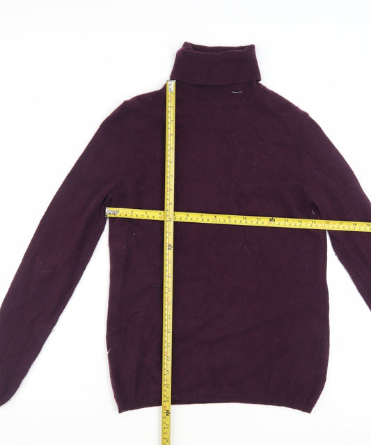 Jaeger Womens Purple Cashmere Roll Neck Jumper Size M
