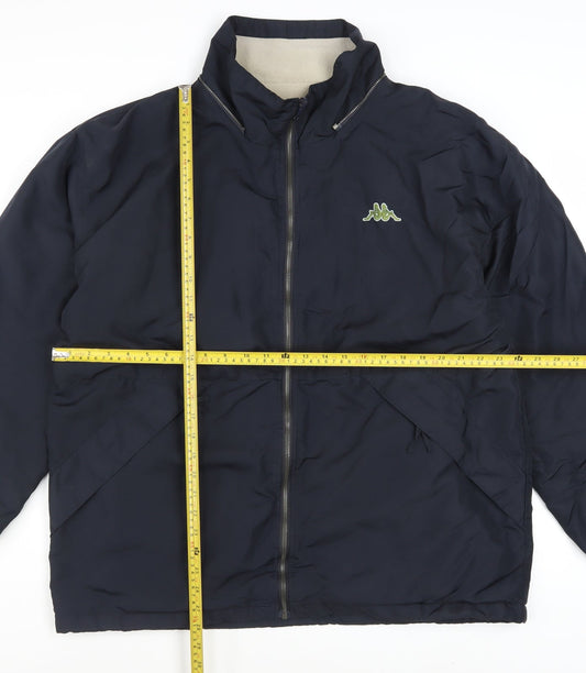Kappa Men's Blue L Windbreaker Jacket Full Zip Lightweight Polyester
