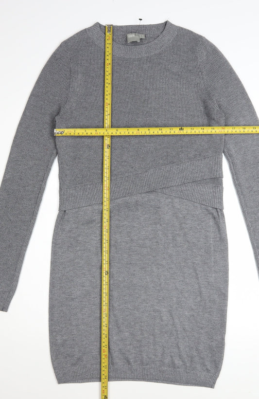 ASOS Women Grey Jumper Dress Size 10 Long Sleeve Knit