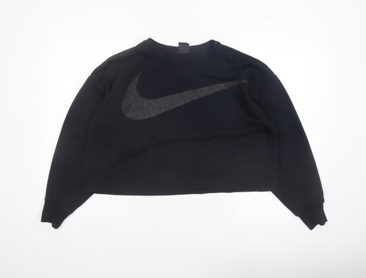 Nike Womens Black Dri-Fit Crew Neck Pullover Sweatshirt M