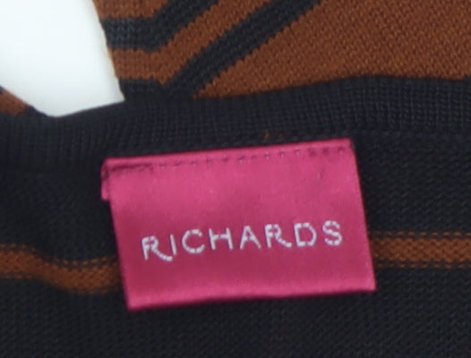 Richards Women's Brown Striped V-Neck Cotton Blend Jumper M