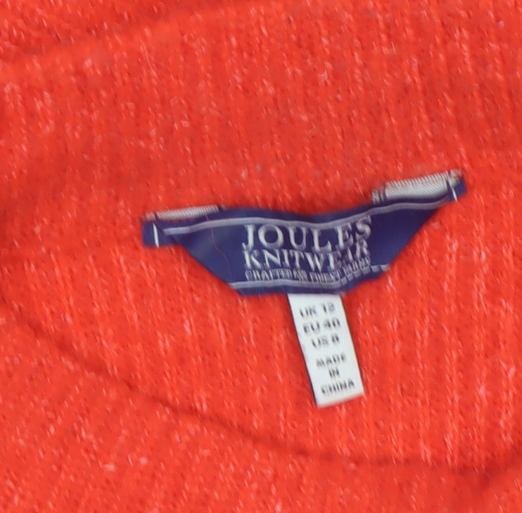 Joules Women's Orange Mock Neck Wool Blend Pullover Jumper Size 12
