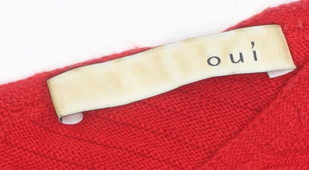 Additional view of Oui Women Red Grey Blue Striped V-Neck Knit Jumper, size 14